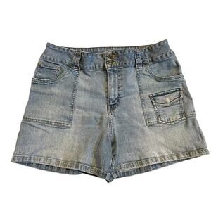 Vintage Faded Glory high rise denim jean cargo shorts size 14